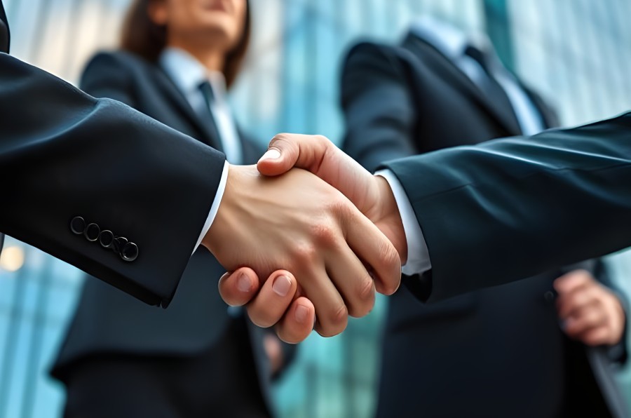 Business handshake representing partnership and trust